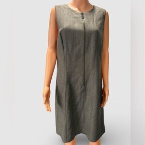 Rafaella Taupe Herringbone Dress with Gold Zipper
